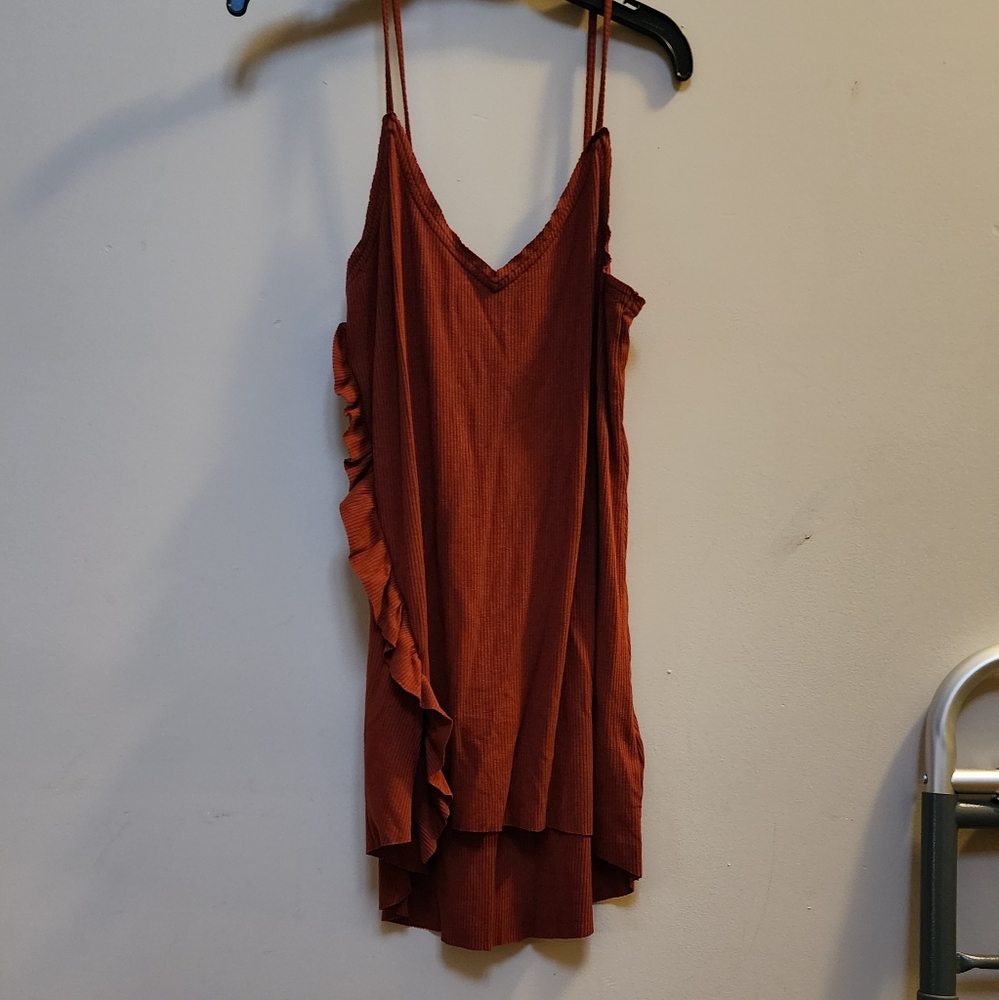 Rust Orange V-Neck Dress Calvin Klein Size Small